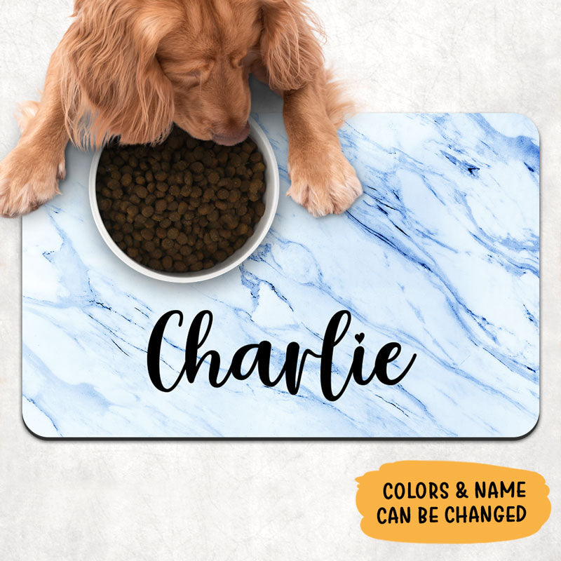 Custom Marble Background Pet Placemat, Personalized Pet Food Mat, Gifts For Pet Lovers