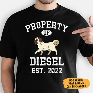 Property Of Pug Personalized Shirt, Custom Gifts For Dog Lovers