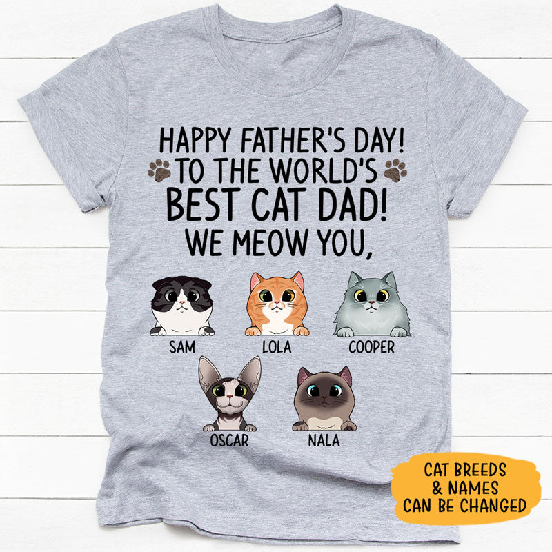 Happy Father's Day Cat Dad, Custom Shirt, Personalized Gifts for Cat Lovers