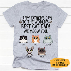 Happy Father's Day Cat Dad, Custom Shirt, Personalized Gifts for Cat Lovers