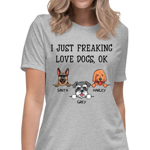 I just freaking love dogs, Personalized T Shirt, Custom Gifts for Dog Lovers