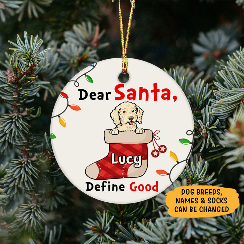 Define Good, Personalized Christmas Ornaments, Custom Gift for Dog Lovers