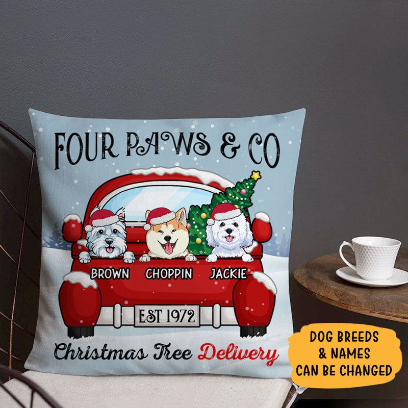 Christmas Tree Delivery, Personalized Pillows, Custom Gift for Dog Lovers