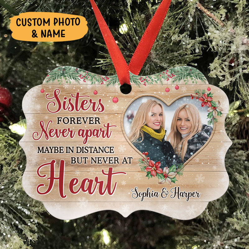 Custom Sisters Quote, Personalized Aluminium Ornaments, Custom Photo Gift