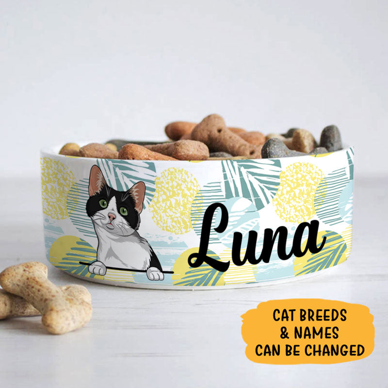 Personalized Custom Cat Bowls, Summer, Gift for Cat Lovers