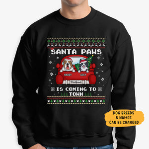 Santa Paws, Personalized Custom Sweaters, T shirts, Christmas Gifts for Dog Lovers