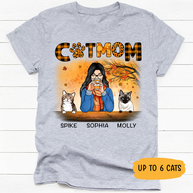 Cat Mom Autumn, Gift For Cat Mom, Custom Shirt For Cat Lovers, Personalized Gift