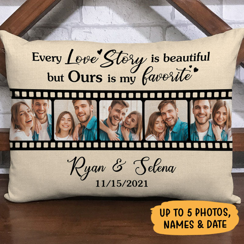 Every Love Story Is Beautiful, Photo Collage For Couples, Personalized Pillows, Custom Gift For Couples (Insert Included)