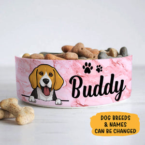 Personalized Custom Dog Bowls, Pink Marble, Gift for Dog Lovers