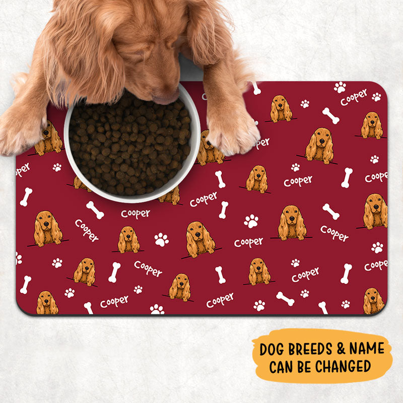 Dog Pattern Pet Placemat, Personalized Pet Food Mat, Dog Lovers Gifts