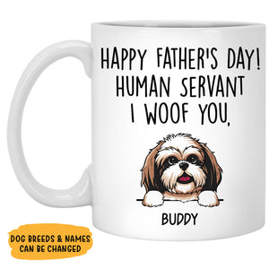 Human Servant, Dogs Dad Mugs, Funny Custom Coffee Mug, Personalized Gift for Dog Lovers