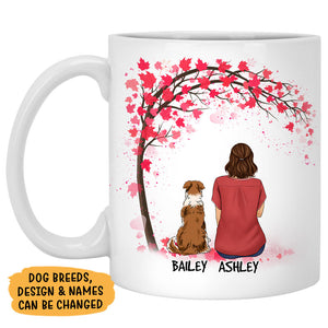 Life is better with a dog, Red Tree, Personalized Mugs, Custom Gifts for Dog Lovers