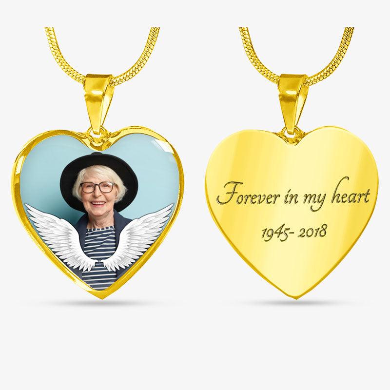 Memorial Necklace, Luxury Picture Necklace, Unique Custom Engrave Heart Pendant