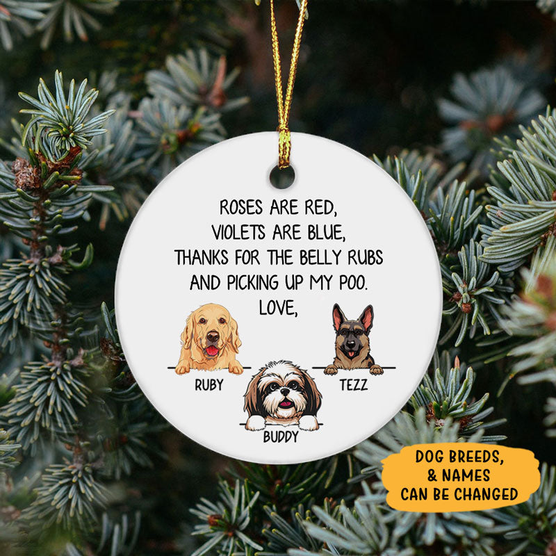 Roses are Red, Personalized Circle Ornaments, Custom Gift for Dog Lovers