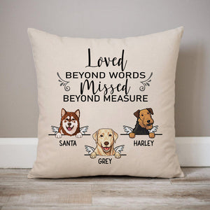 Loved Beyond Words, Personalized Memorial Pillows, Custom Gift for Dog Lovers