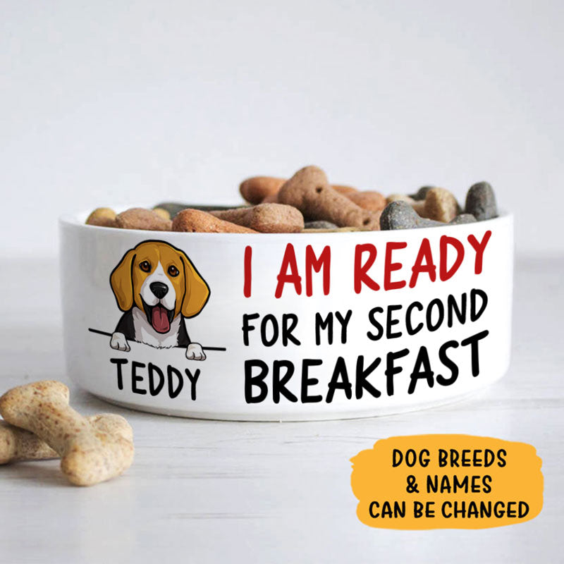 Personalized Custom Dog Bowls, Second Breakfast, Gift for Dog Lovers