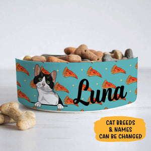 Personalized Custom Cat Bowls, Pizza Slices, Gift for Cat Lovers