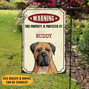 Warning This Property Is Protected By, Personalized Garden Flags, Custom Gift For Pet Lovers