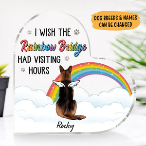 I Wish The Rainbow Bridge Had Visiting Hours, Personalized Keepsake, Heart Shaped Plaque, Memorial Gift