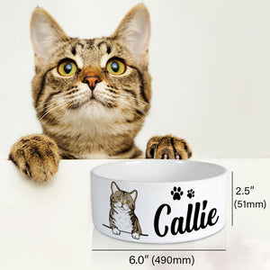 Personalized Custom Cat Bowls, White Ceramic, Gift for Cat Lovers