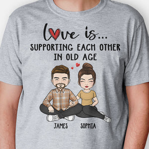 Love Is Supporting Each Other, Personalized Shirt, Custom Anniversary Gift For Couple