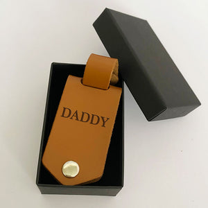 Behind Great Daughter Is Amazing Dad, Personalized Leather Keychain, Father's Day Gift, Custom Photo