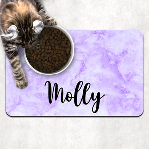 Custom Marble Background Pet Placemat, Personalized Pet Food Mat, Gifts For Pet Lovers