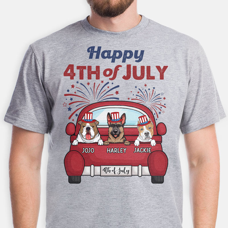 Happy 4th Of July Car, Gift For Dog Lover, Custom Shirt For Dog Lovers, Personalized Gifts