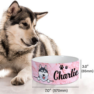 Personalized Custom Dog Bowls, Pink Marble, Gift for Dog Lovers