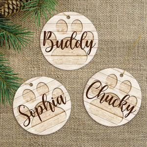 Personalized Name Paw, Christmas Ornaments, Custom Gift for Pet Lovers