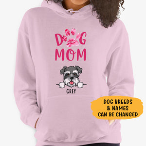 Dog Mom, Pink Flower, Personalized Custom Hoodie, Sweater, T shirts, Christmas Gifts for Dog Lovers