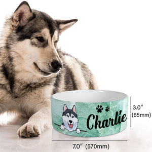 Personalized Custom Dog Bowls, Green Marble, Gift for Dog Lovers