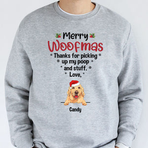 Merry Woofmas, Thanks For Picking Up, Personalized T-Shirt, Christmas Gifts for Dog Lovers