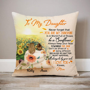 Personalized Gift To Daughter, Granddaughter Sunflower, Never Forget That You Are My Sunshine, Custom Pillow