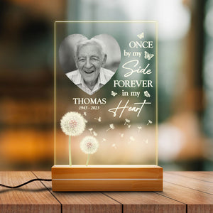 Once By My Side, Personalized Acrylic Plaque, LED Light, Memorial Gifts, Custom Photo