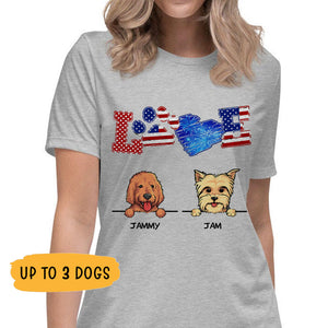 LOVE, Happy July 4th, Custom Shirt For Dog Lovers, Personalized Gift, Custom Tee