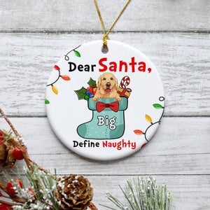 Define Naughty, Personalized Christmas Ornaments, Custom Gift for Dog Lovers