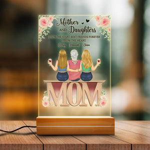 The Love Between Mother And Daughters Knows No Distance, Personalized Acrylic Plaque, LED Light, Mother's Day Gifts