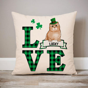 Love, Personalized St. Patrick's Day Pillows, Custom Gift for Cat Lovers