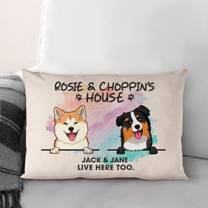 Live Here Too, Personalized Pillows, Custom Gift for Dog Lovers