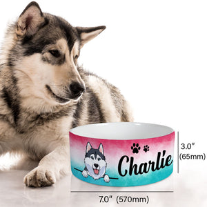 Personalized Custom Dog Bowls, Watercolor, Pink Blue, Gift for Dog Lovers