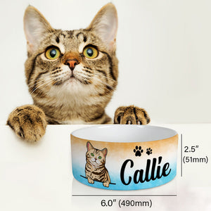 Personalized Custom Cat Bowls, Beach Background, Gift for Cat Lovers