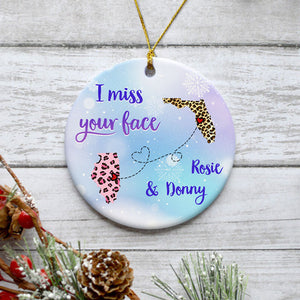 Miss Your Face, Personalized State Ornaments, Custom Holiday Gift