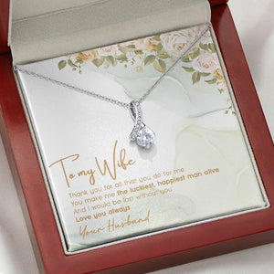 The Luckiest Happiest Man Alive, Personalized Luxury Necklace, Message Card Jewelry, Gift For Her