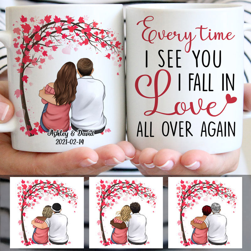 Every Time I See You, Couple Tree, Anniversary gifts, Personalized Mugs, Valentine's Day gift