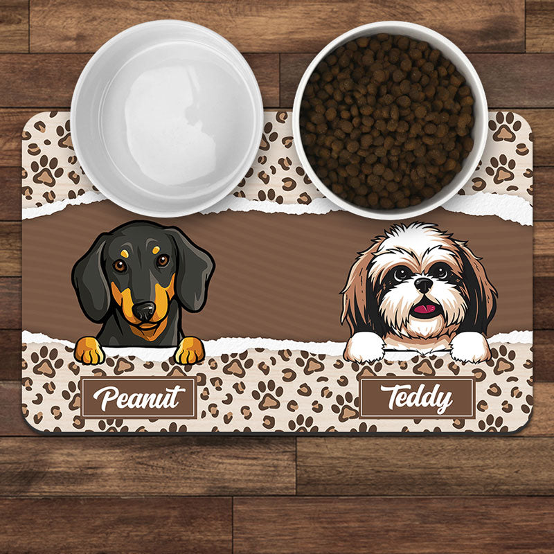 Dog Leopard Background Pet Placemat, Personalized Pet Food Mat, Gifts For Dog Lovers