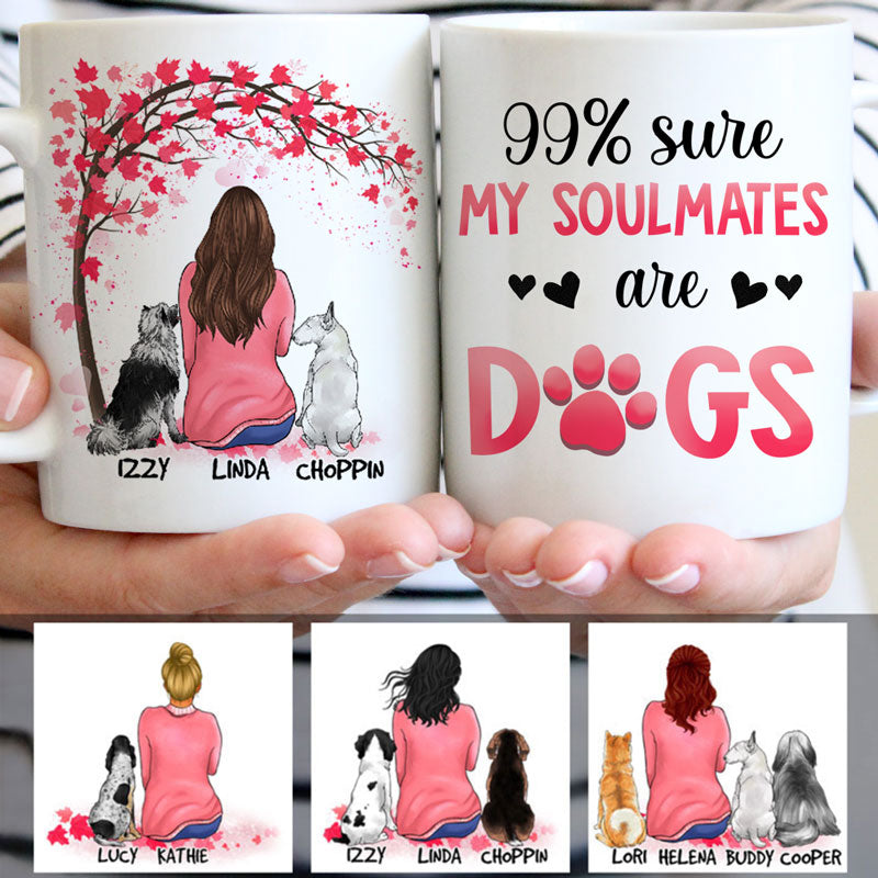 My Soulmates are Dogs, Red Tree, Personalized Mugs, Custom Gifts for Dog Lovers