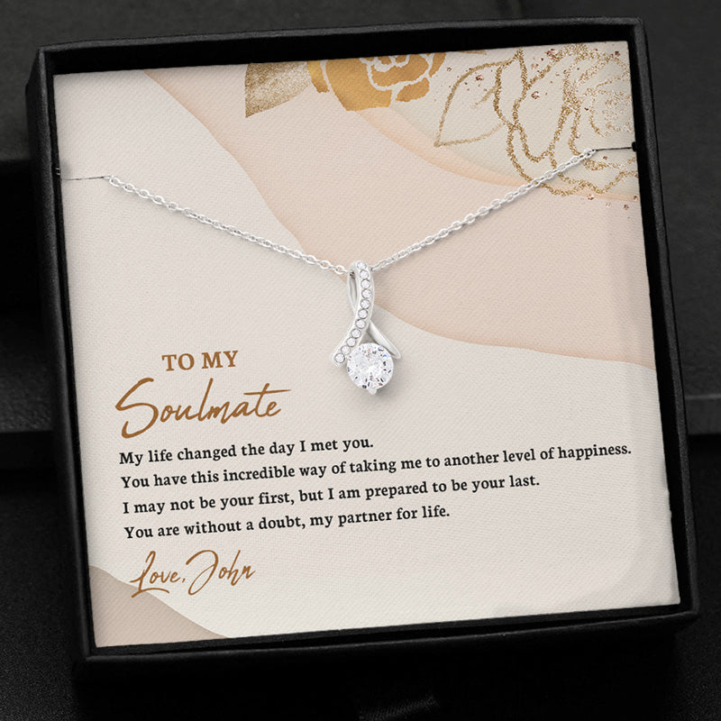 My Life Changed The Day I Met You, Personalized Luxury Necklace, Message Card Jewelry Gift For Her