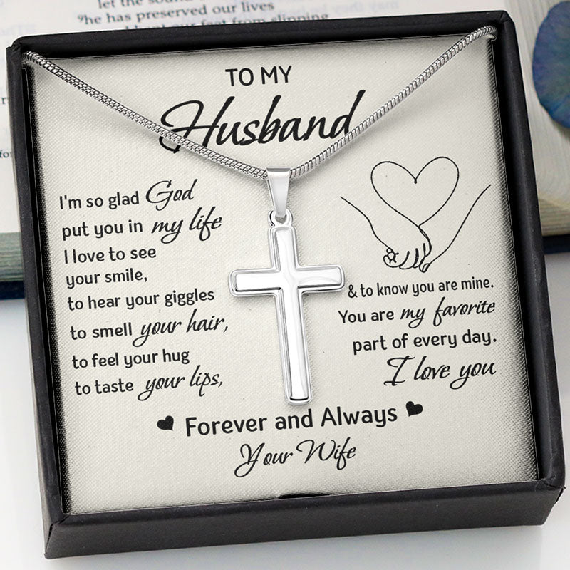 God Put You In My Life, Personalized Cross Necklace, Valentine's Day Gifts For Him