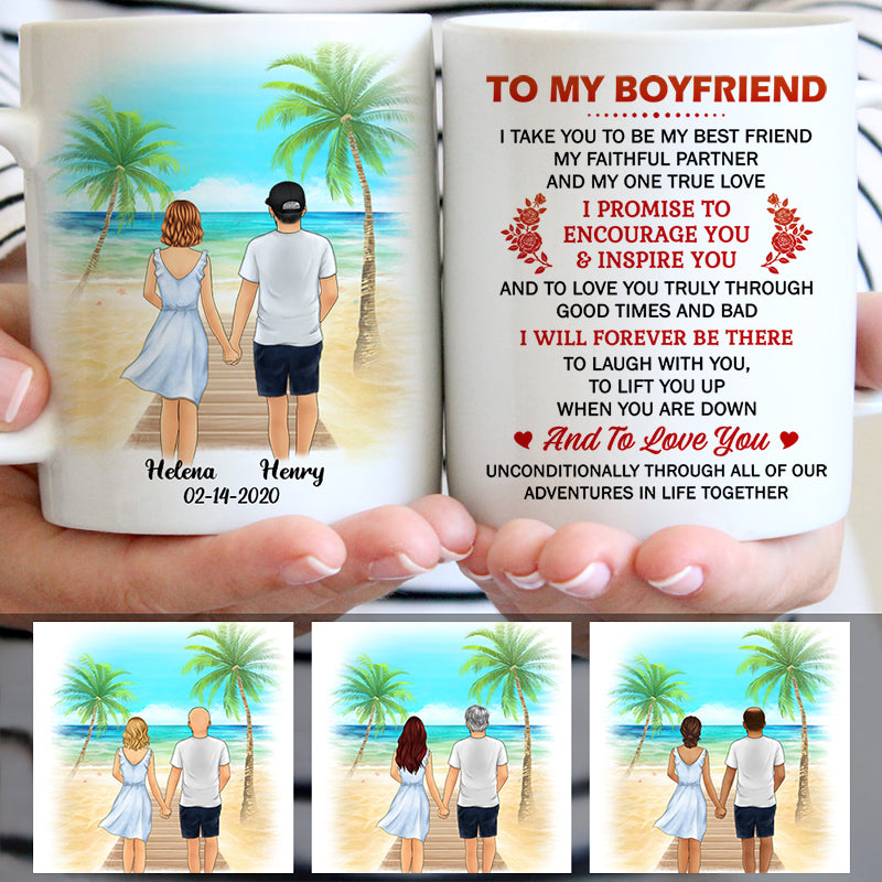 To my boyfriend Promise Encourage Inspire Palm Beach, Customized mug, Anniversary gifts, Personalized love gift for him